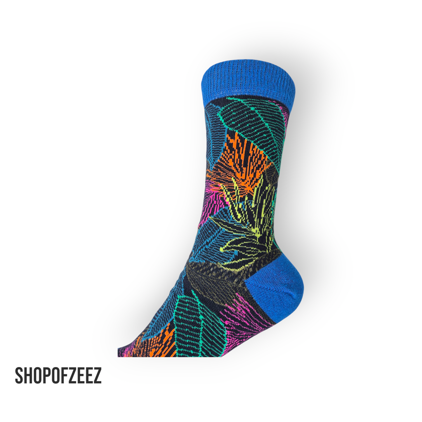 Bunte Premium Baumwollsocken – Stylische Blätter Muster, Atmungsaktiv & Bequem