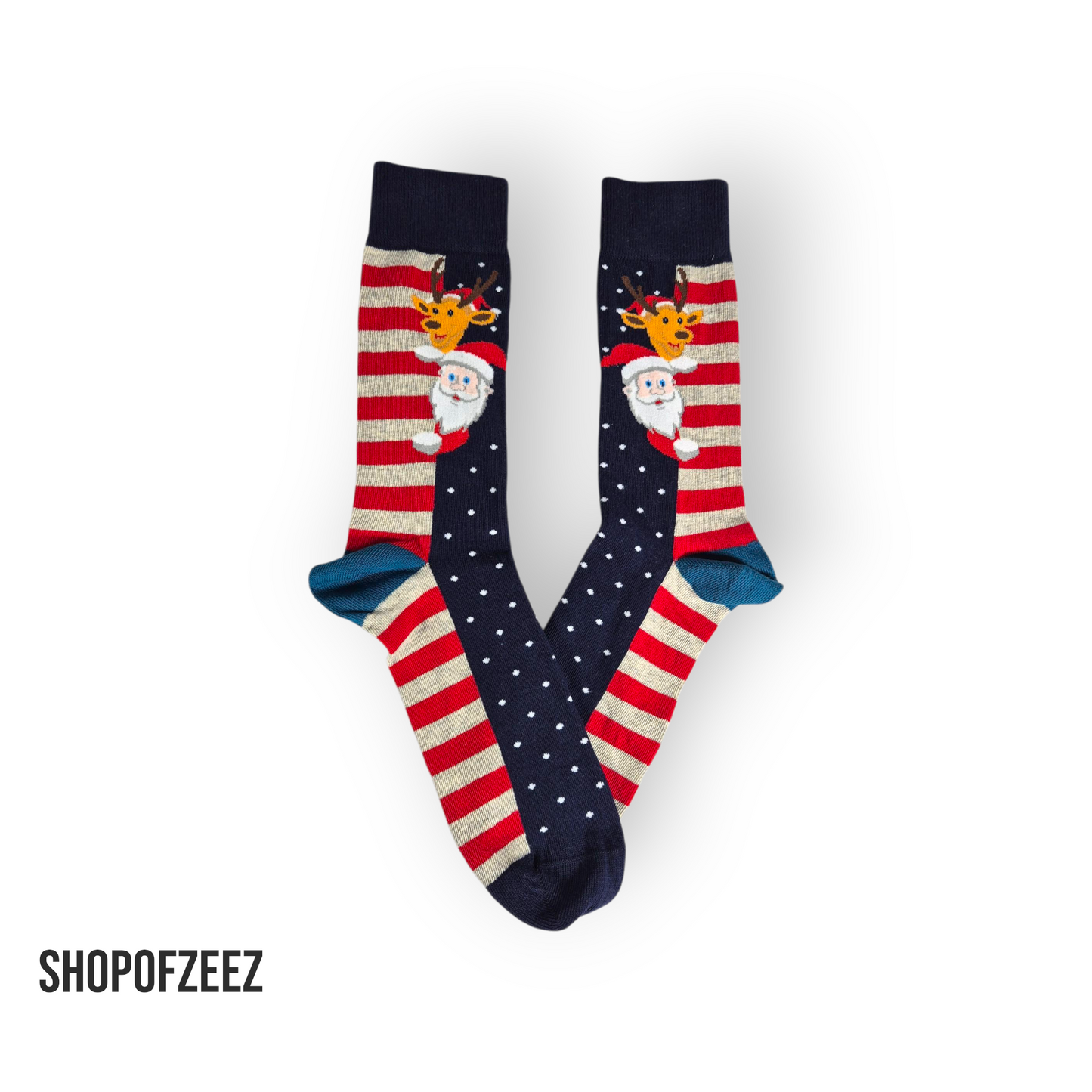 Weihnachtssocken mit Santa & Rentier – Lustige Winter Socken für Herren