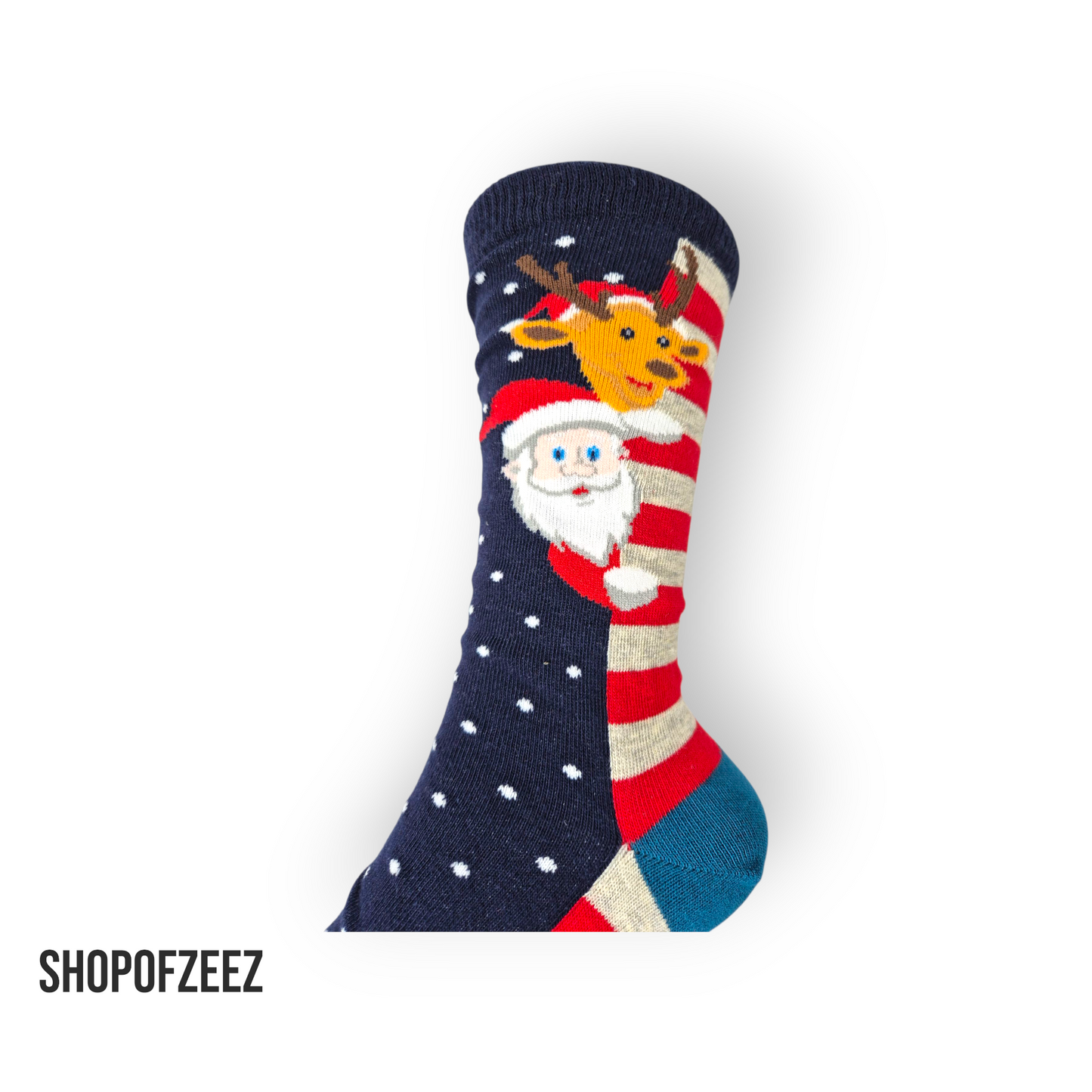 Weihnachtssocken mit Santa & Rentier – Lustige Winter Socken für Herren