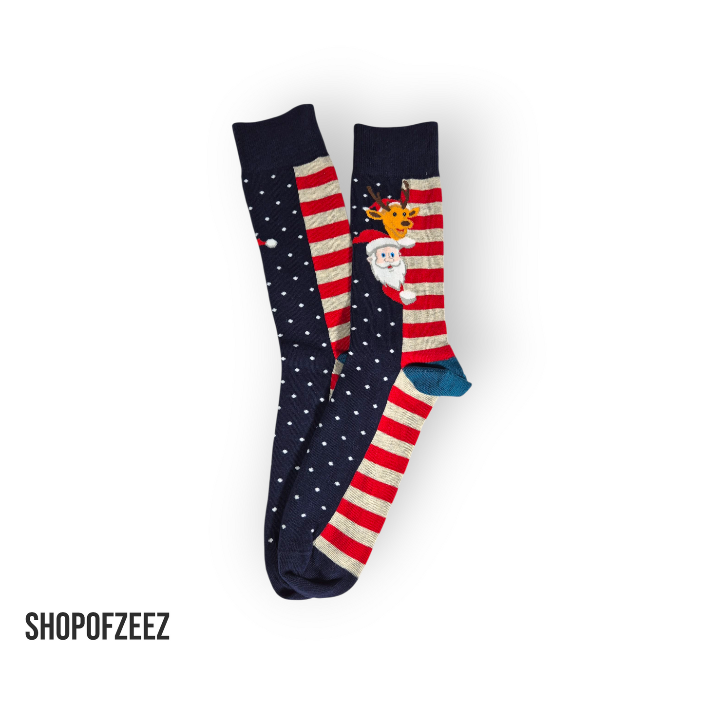 Weihnachtssocken mit Santa & Rentier – Lustige Winter Socken für Herren