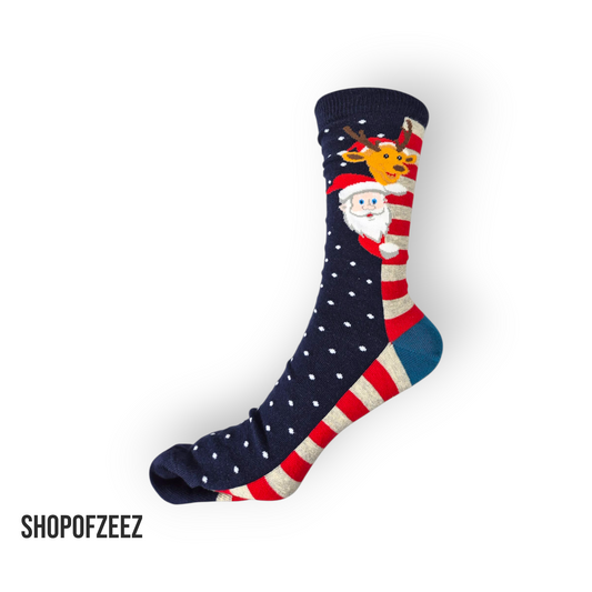 Weihnachtssocken mit Santa & Rentier – Lustige Winter Socken für Herren