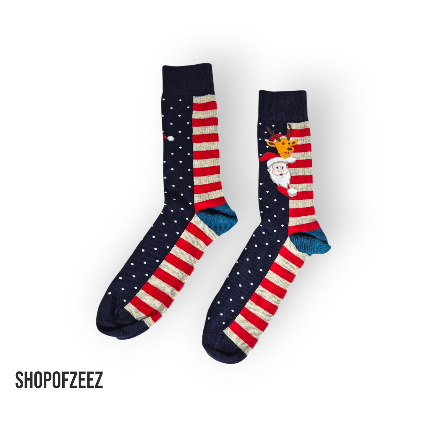 Weihnachtssocken mit Santa & Rentier – Lustige Winter Socken für Herren