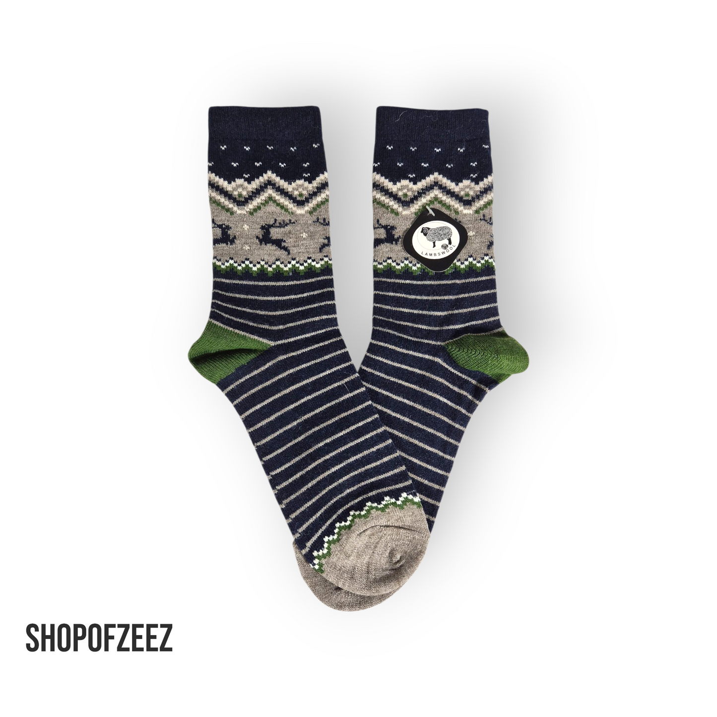 gestreifte Weihnachtssocken mit Rentier