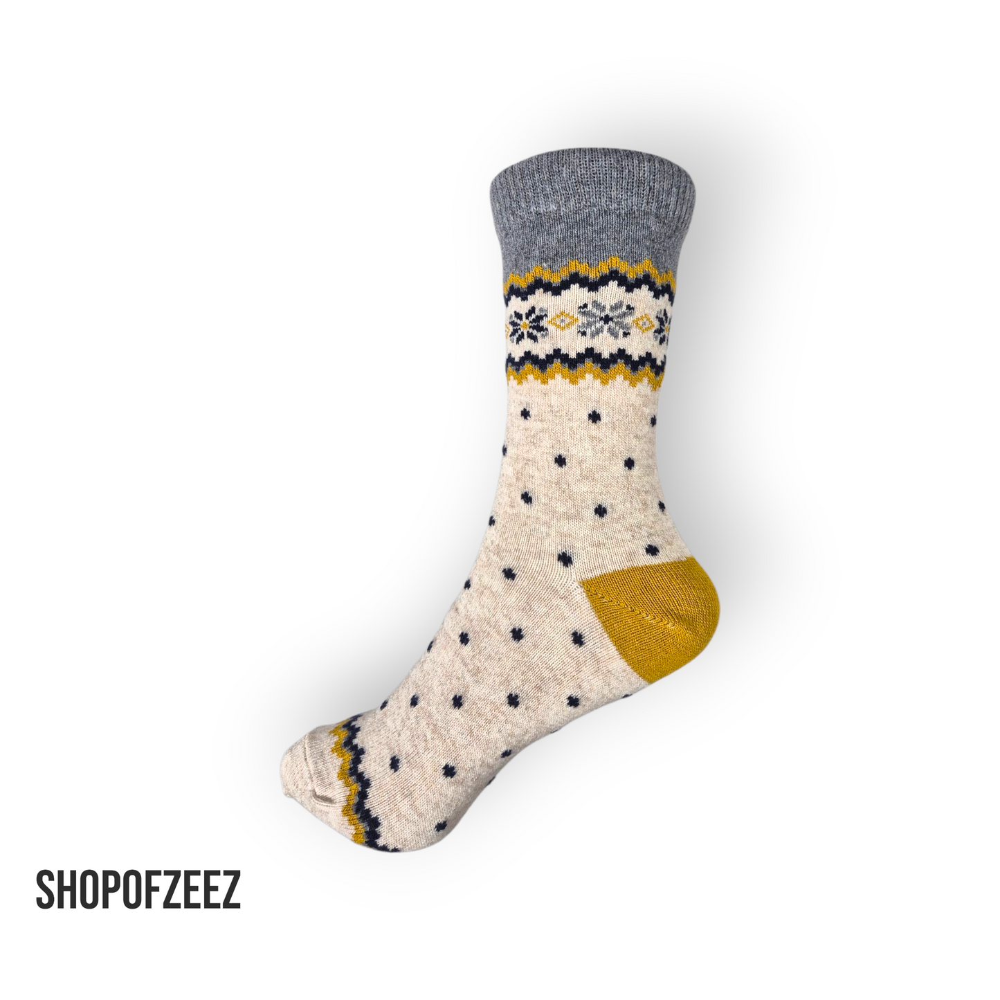 creme Weihnachtssocken mit Schneeflocken