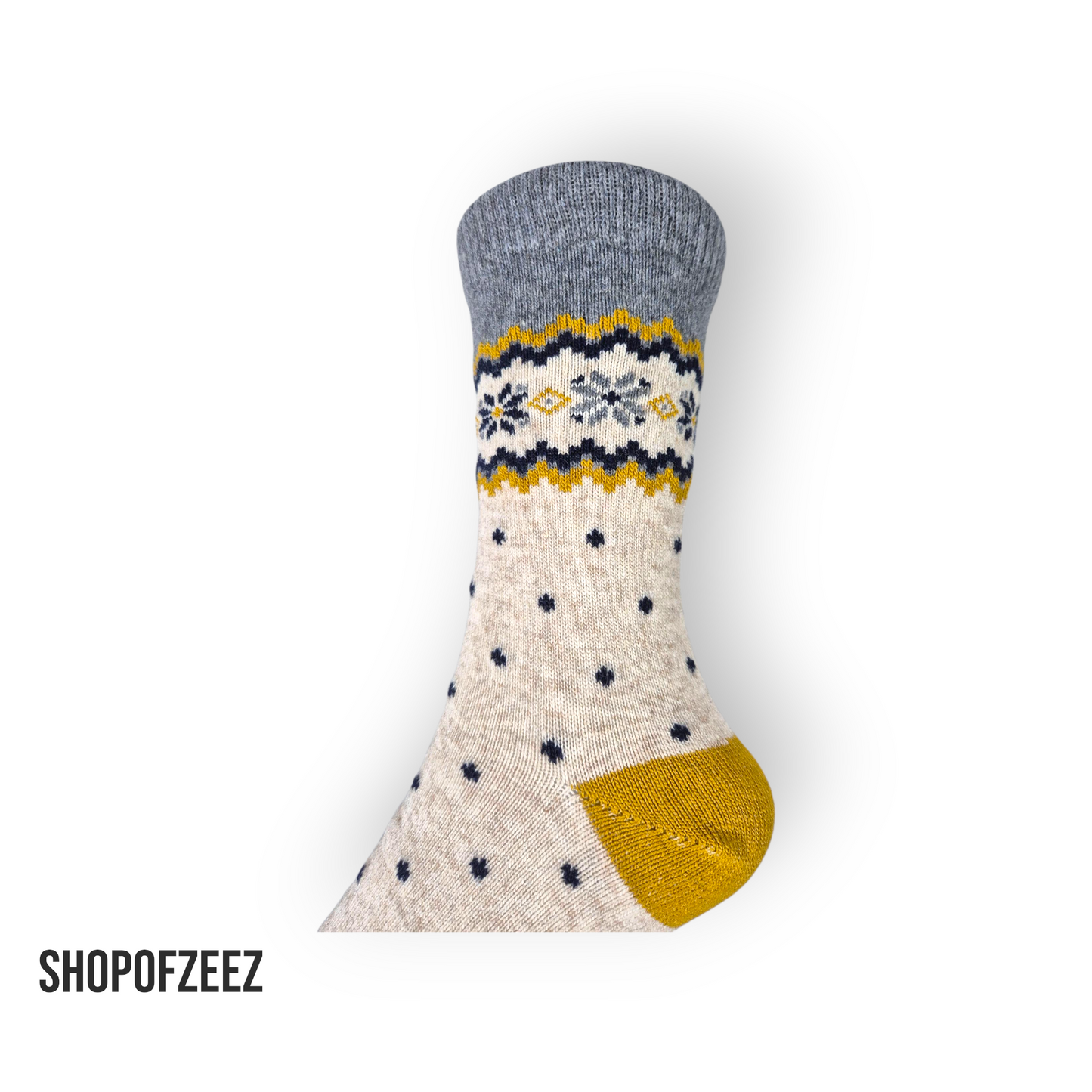 creme Weihnachtssocken mit Schneeflocken