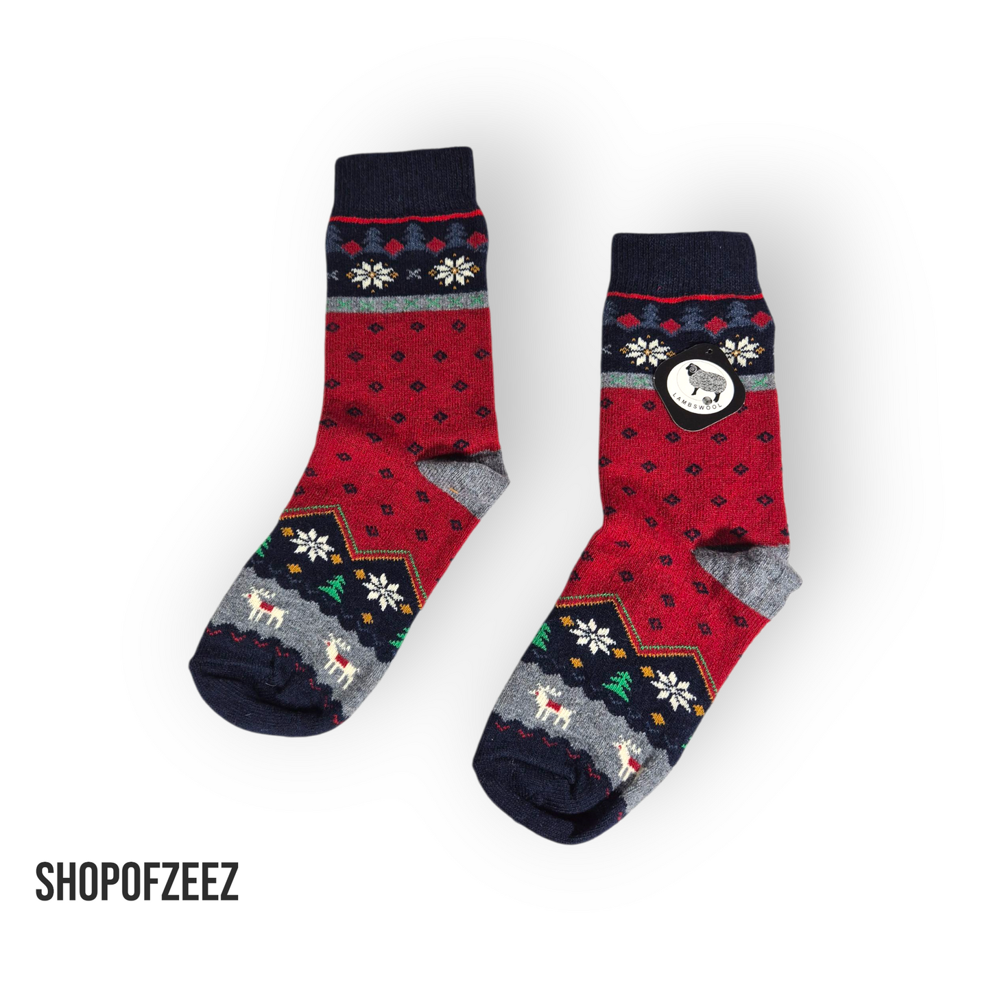 burgunderrot Weihnachtssocken mit Rentier