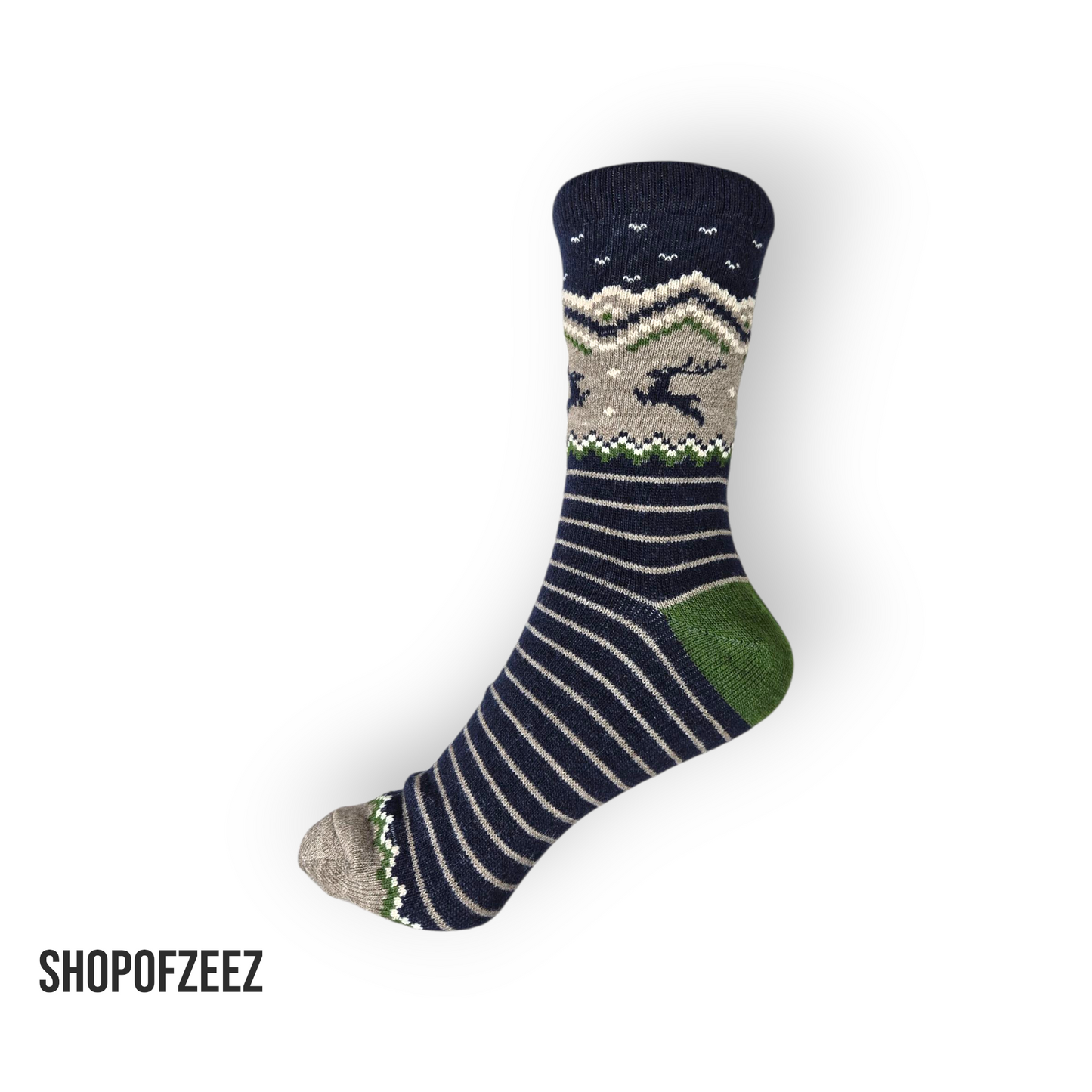 gestreifte Weihnachtssocken mit Rentier