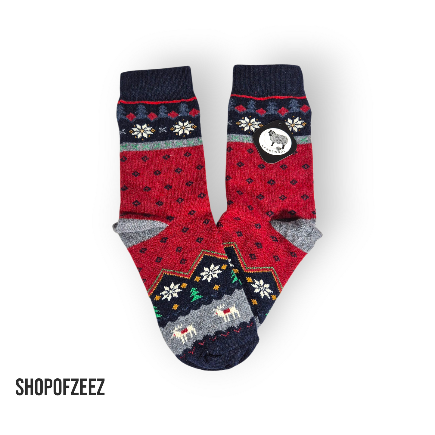 burgunderrot Weihnachtssocken mit Rentier