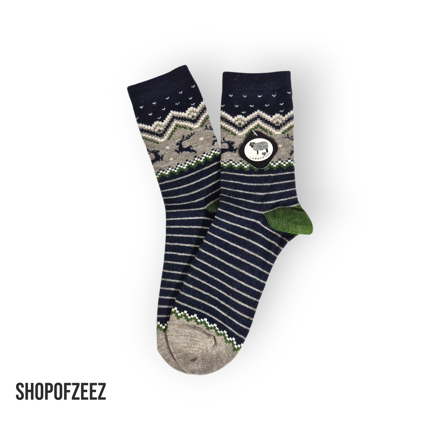 gestreifte Weihnachtssocken mit Rentier