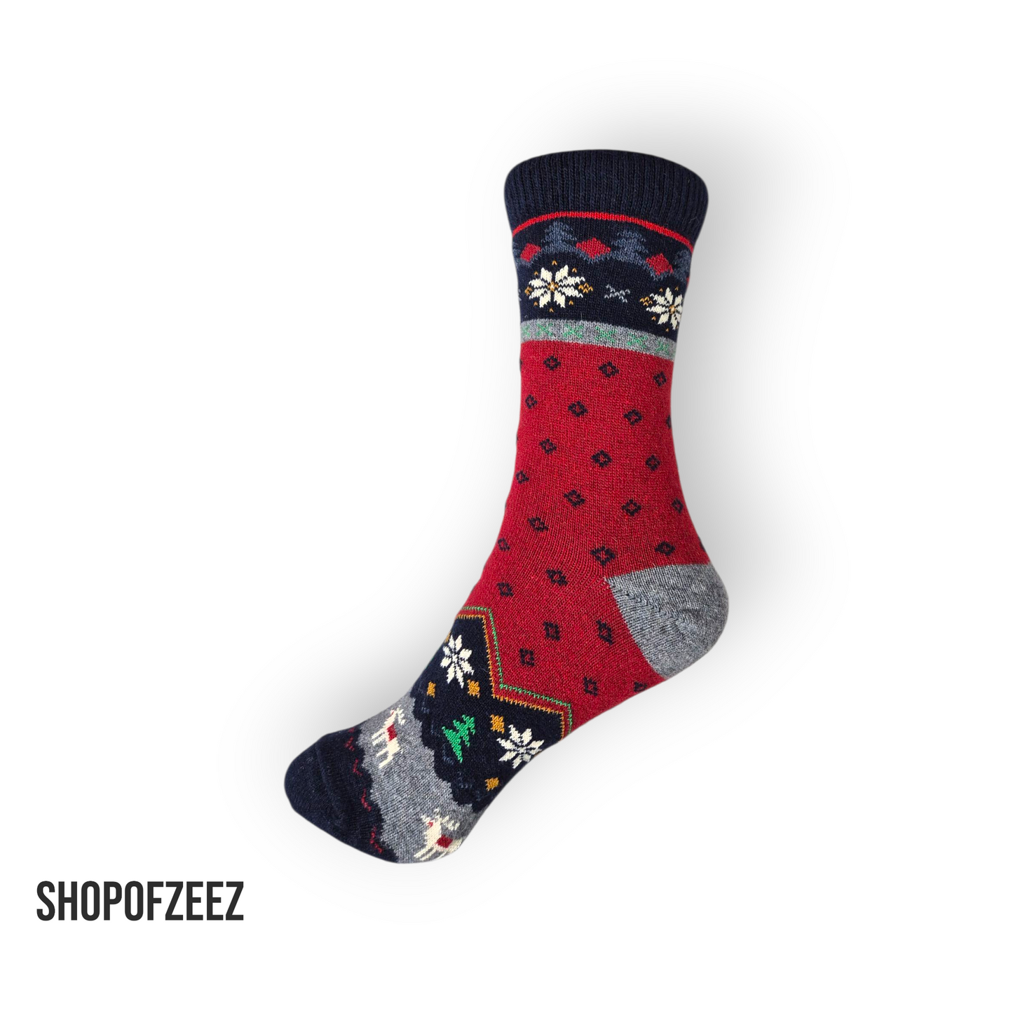 burgunderrot Weihnachtssocken mit Rentier