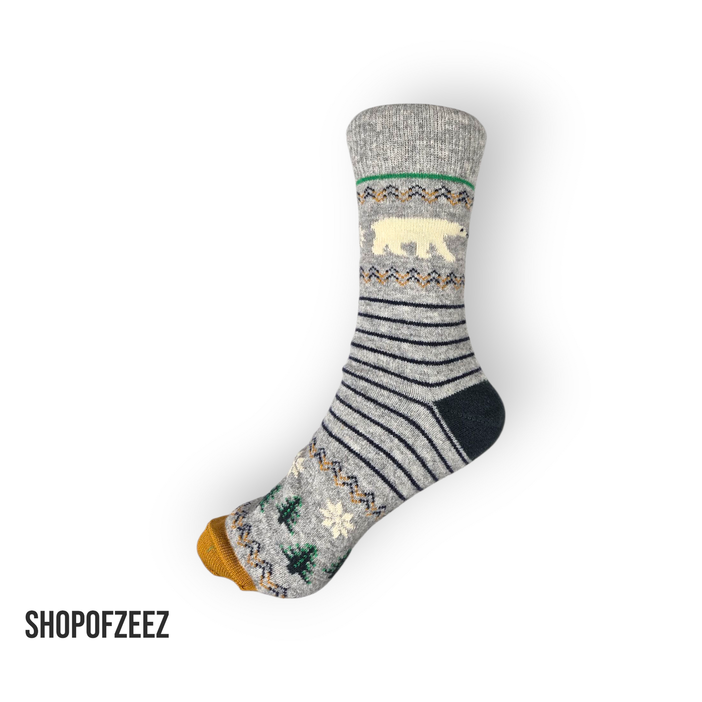 grau Weihnachtssocken mit Bär