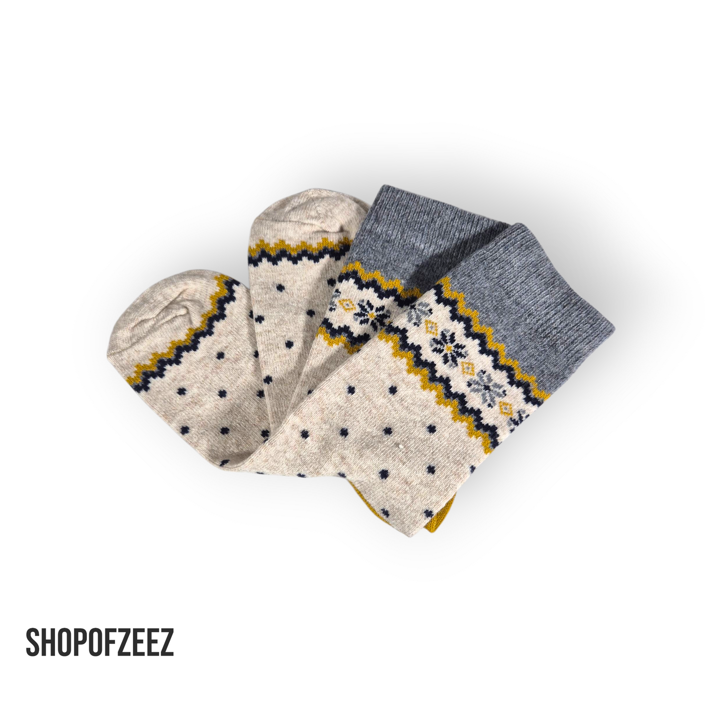 creme Weihnachtssocken mit Schneeflocken