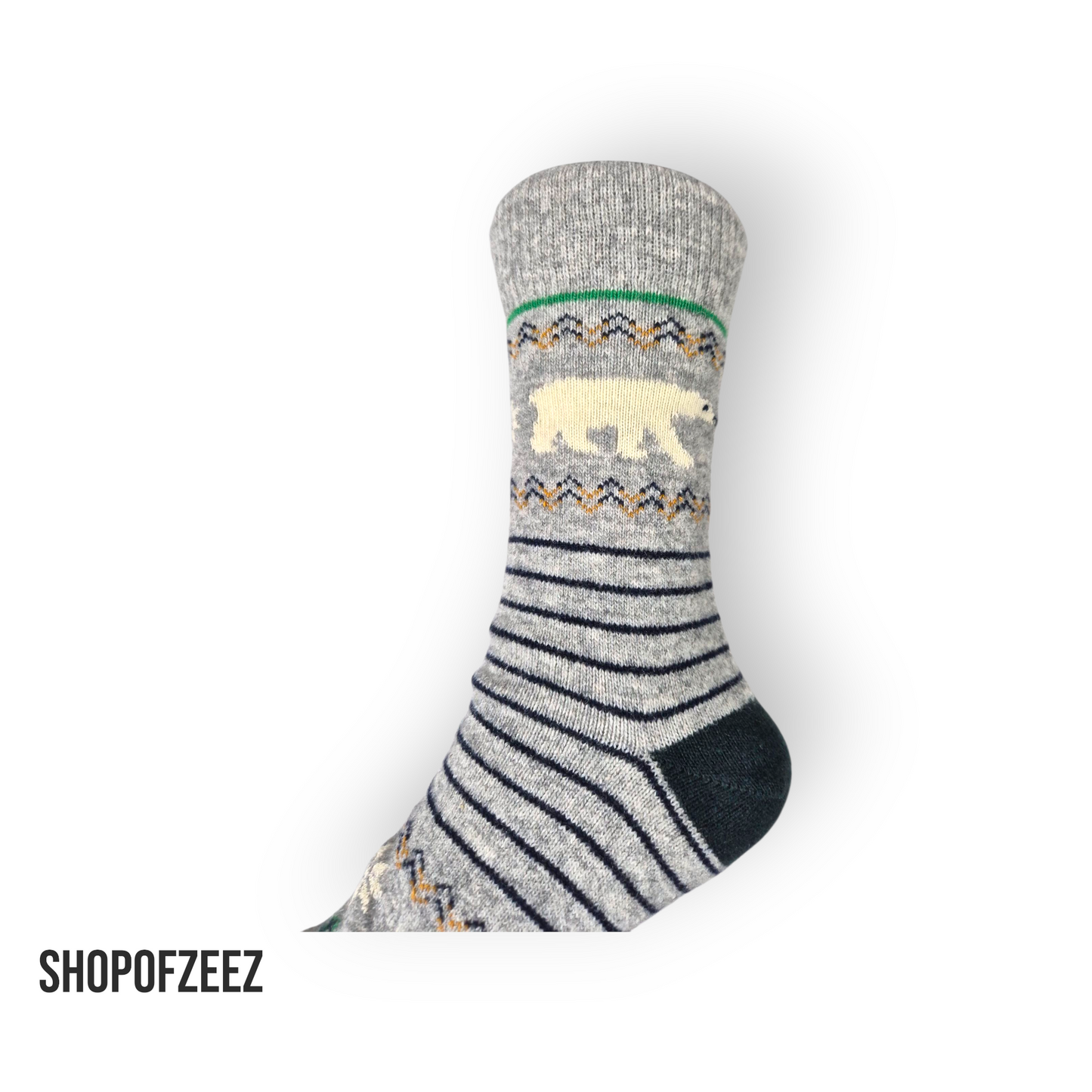 grau Weihnachtssocken mit Bär