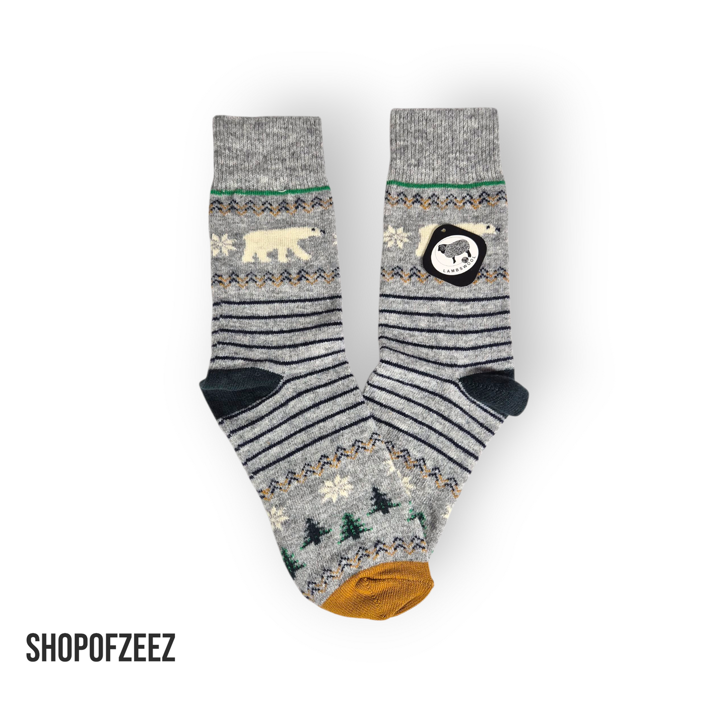 grau Weihnachtssocken mit Bär