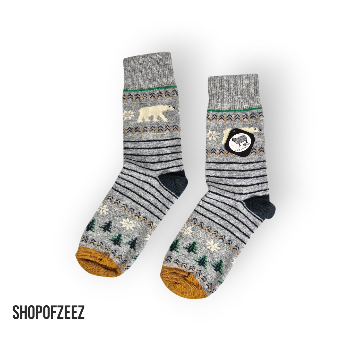 grau Weihnachtssocken mit Bär