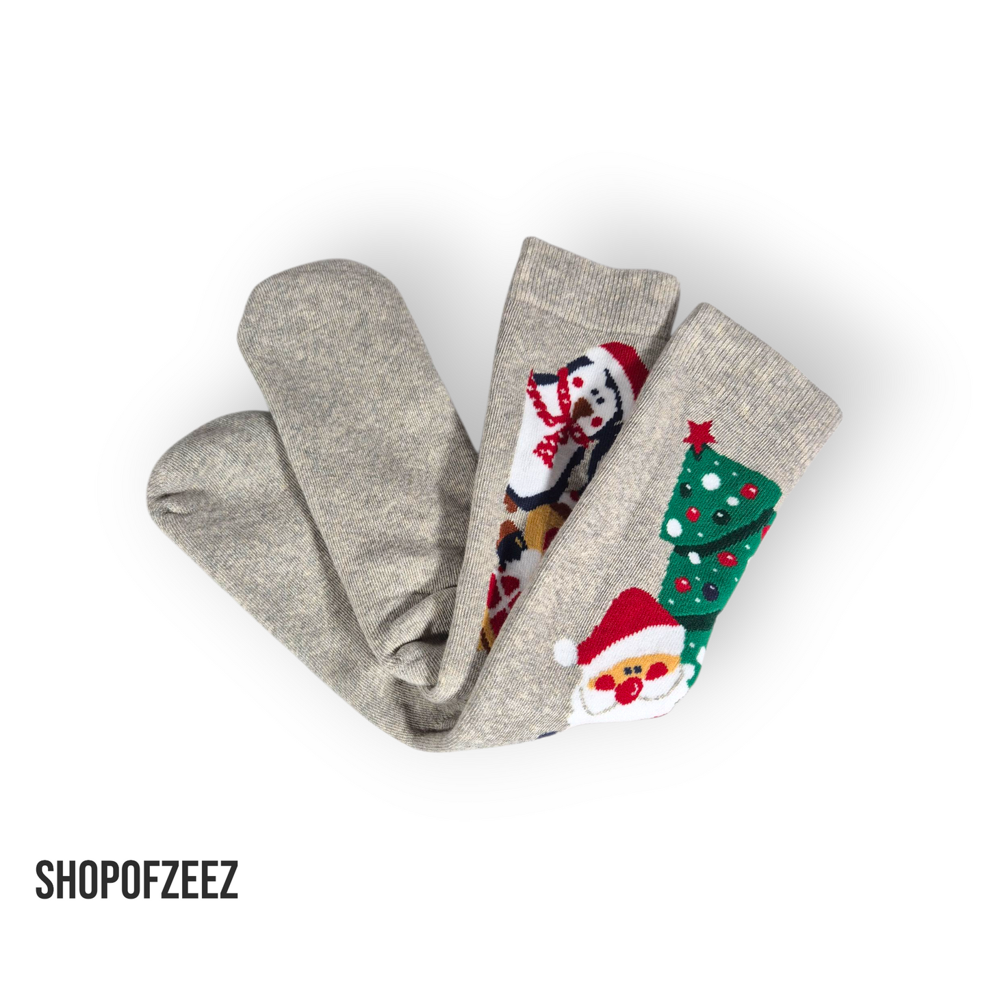 Bunte Weihnachtssocken – Weihnachtsbaum, Santa, Rentier & Schneemann