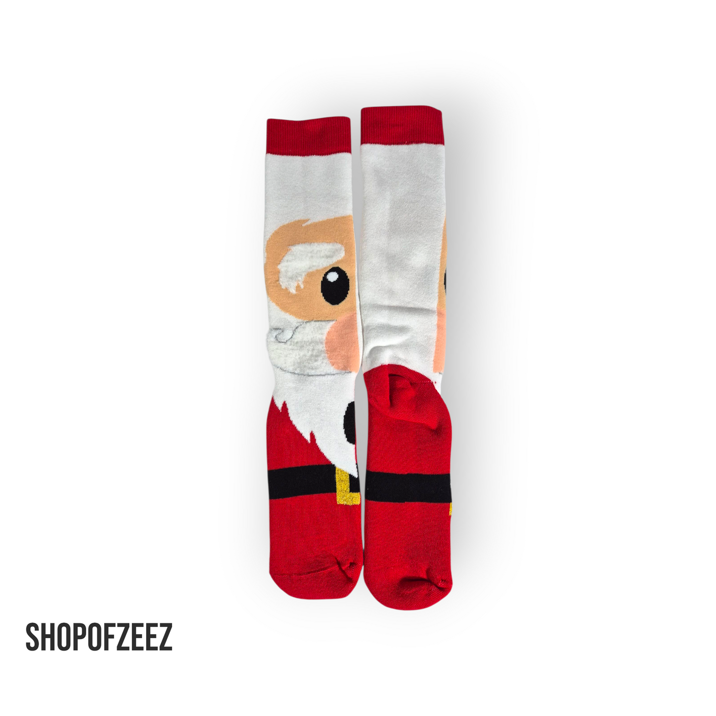 Weihnachtssocken mit Weihnachtsmann Gesicht – Flauschige 3D Augenbrauen