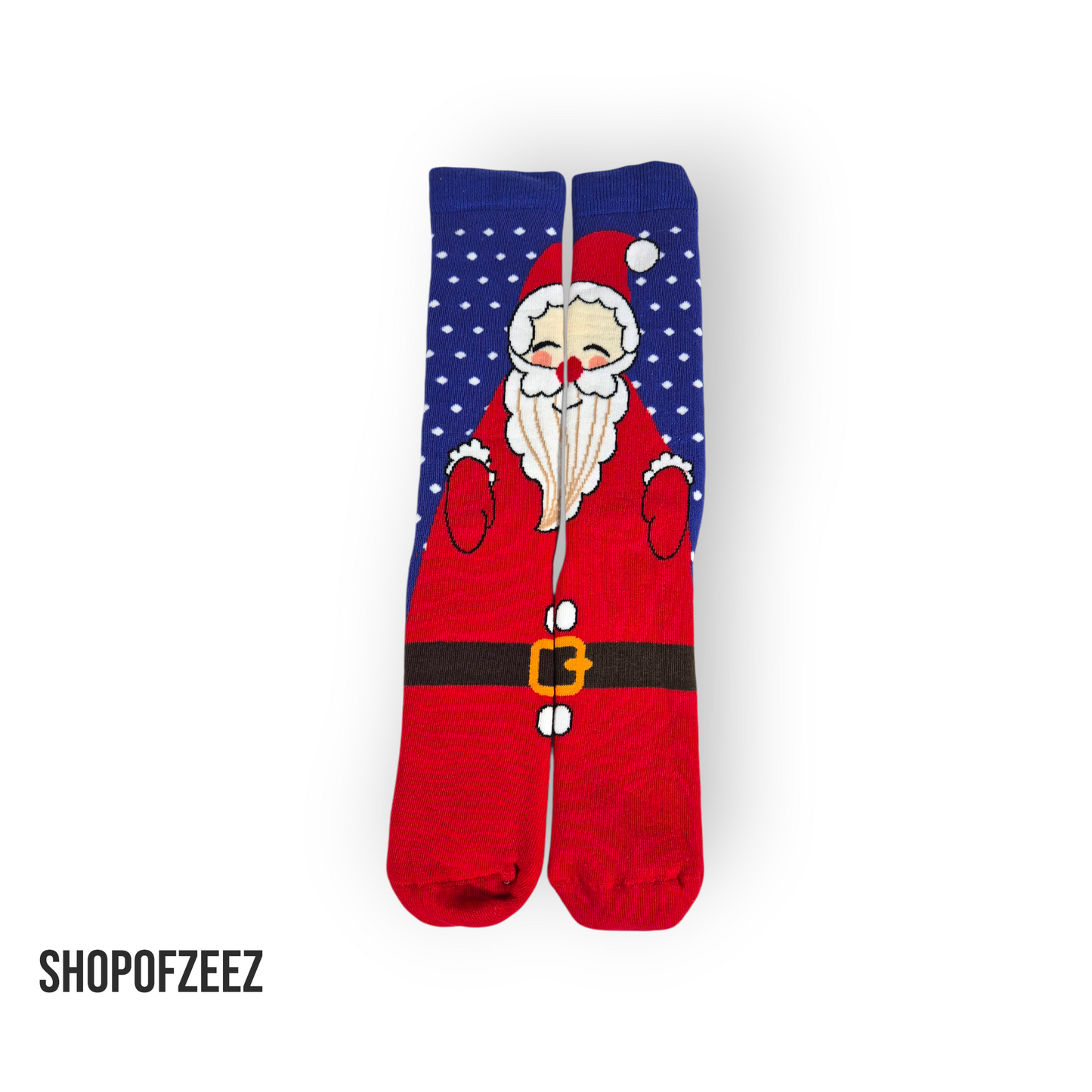 Weihnachtssocken mit Weihnachtsmann – Winter Schneeflocken Design