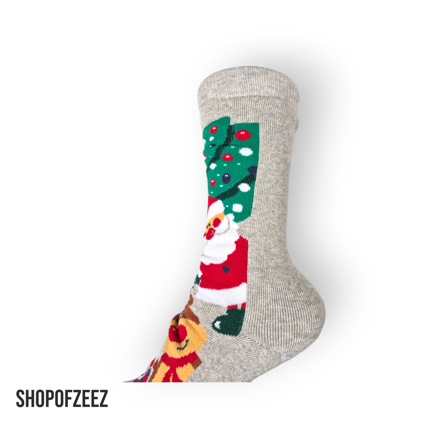 Bunte Weihnachtssocken – Weihnachtsbaum, Santa, Rentier & Schneemann