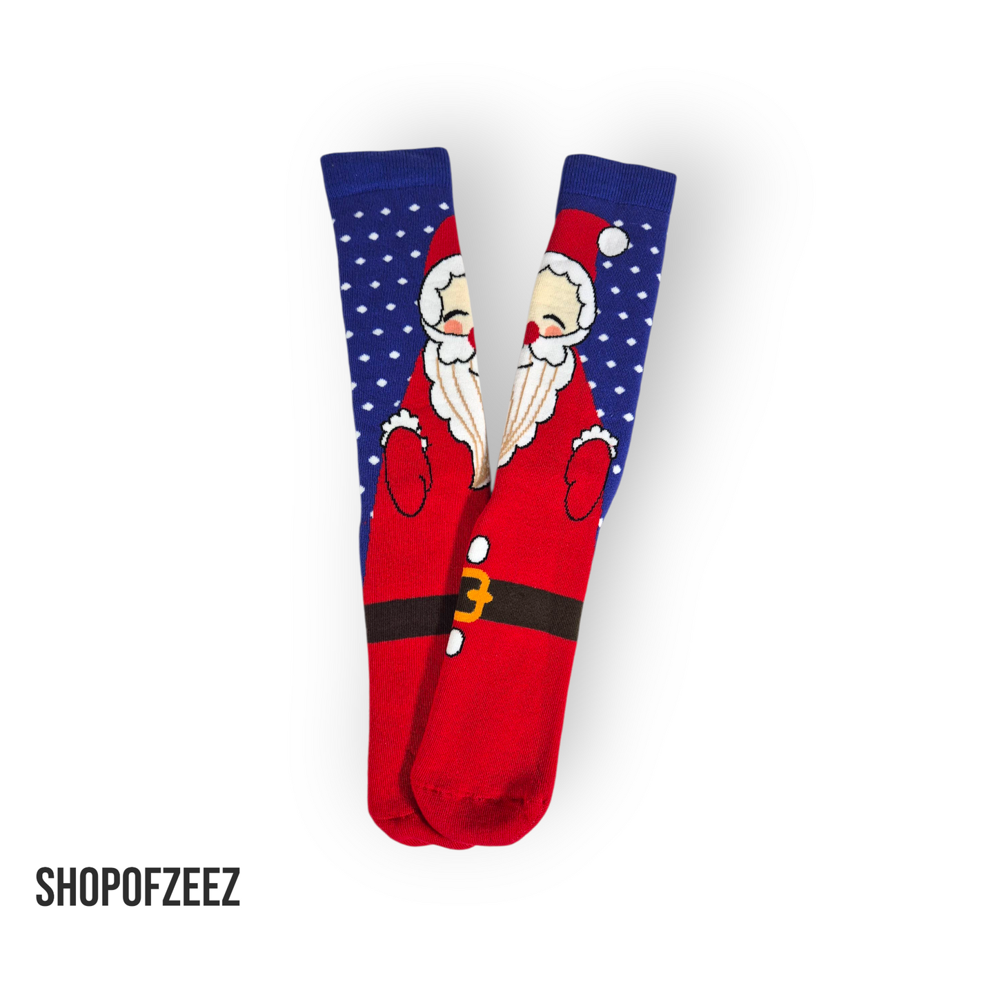 Weihnachtssocken mit Weihnachtsmann – Winter Schneeflocken Design