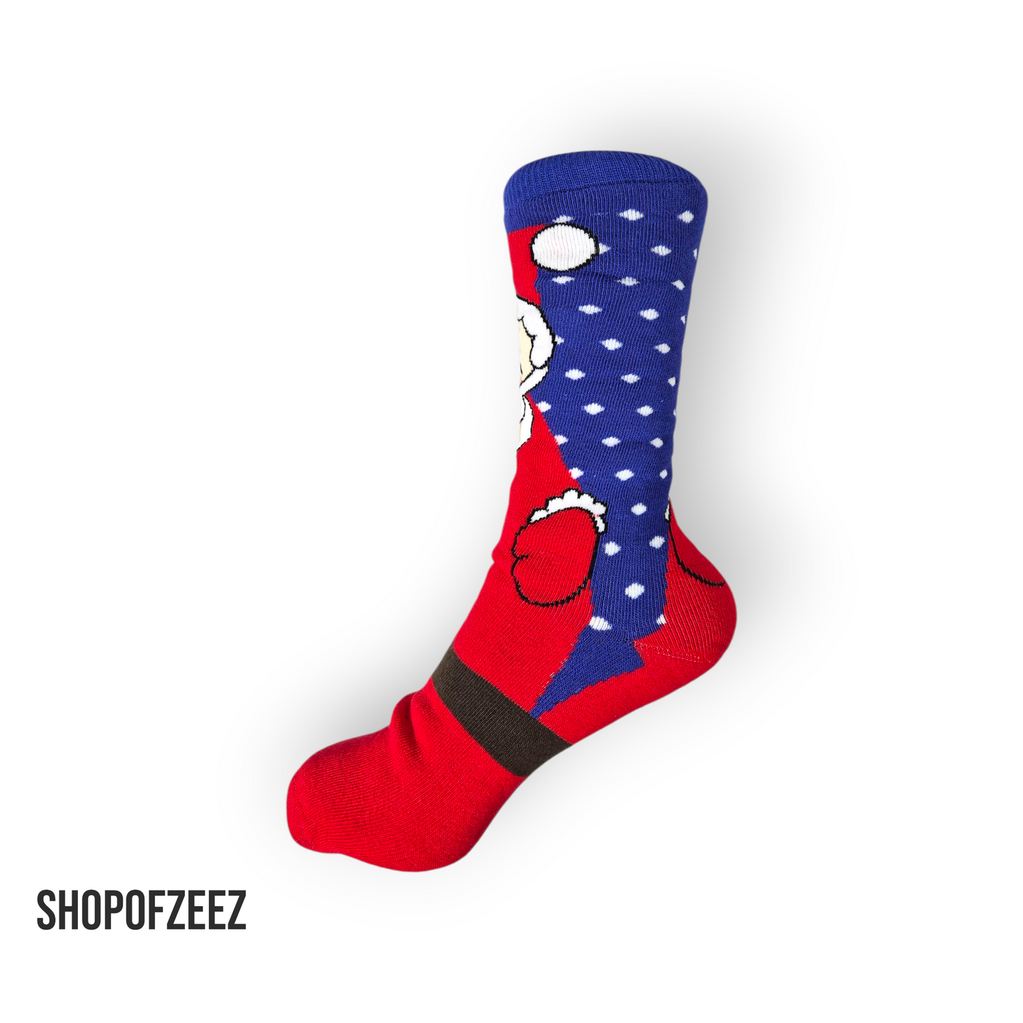 Weihnachtssocken mit Weihnachtsmann – Winter Schneeflocken Design