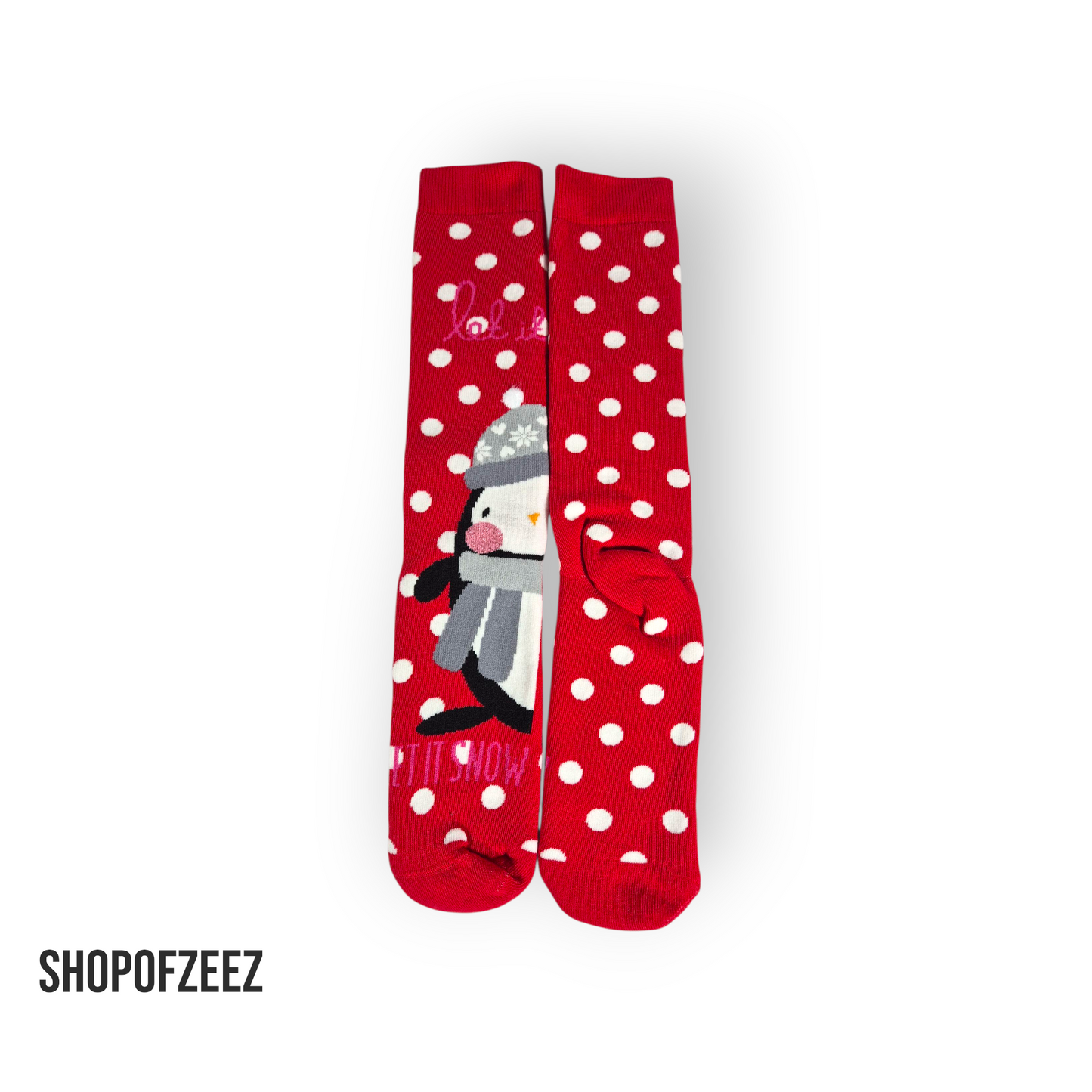 Weihnachtssocken mit Pinguin – „Let it Snow“ – Kuschelige Winter Socken