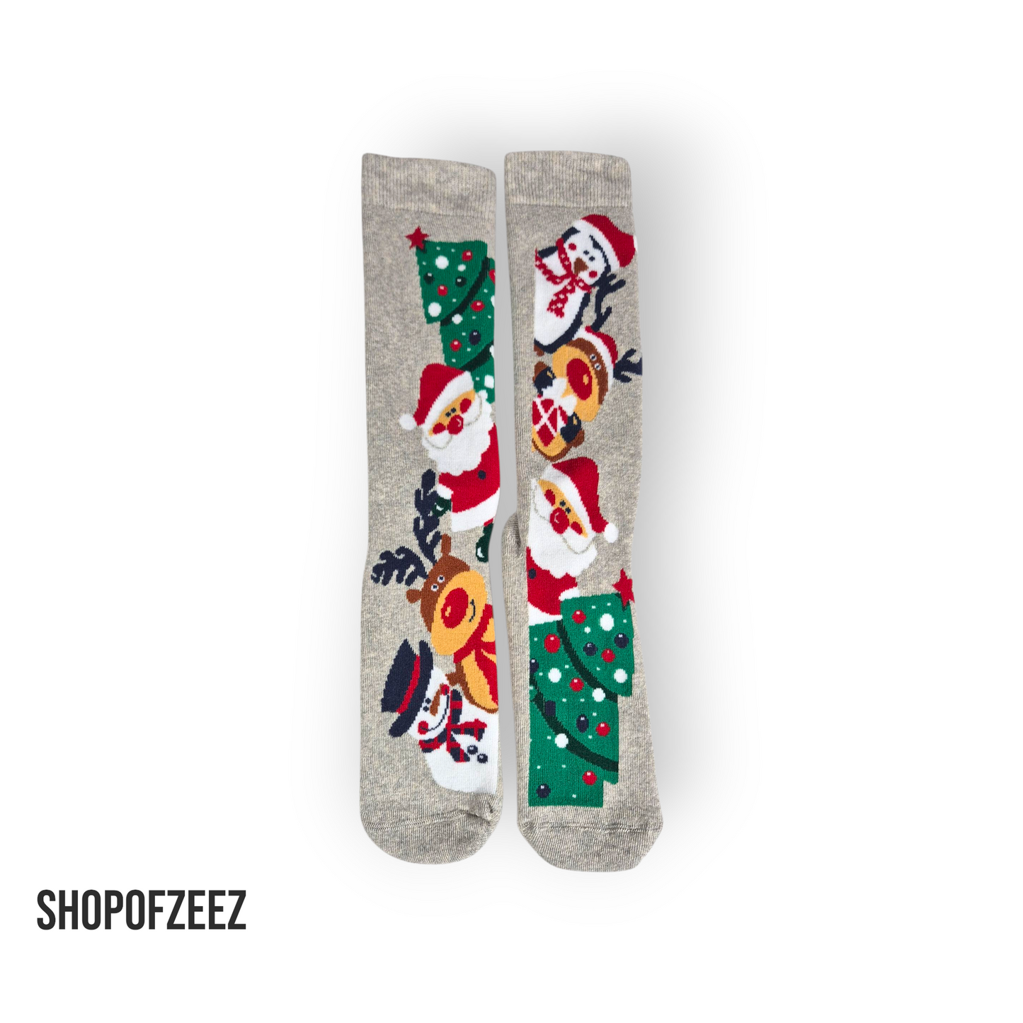 Bunte Weihnachtssocken – Weihnachtsbaum, Santa, Rentier & Schneemann