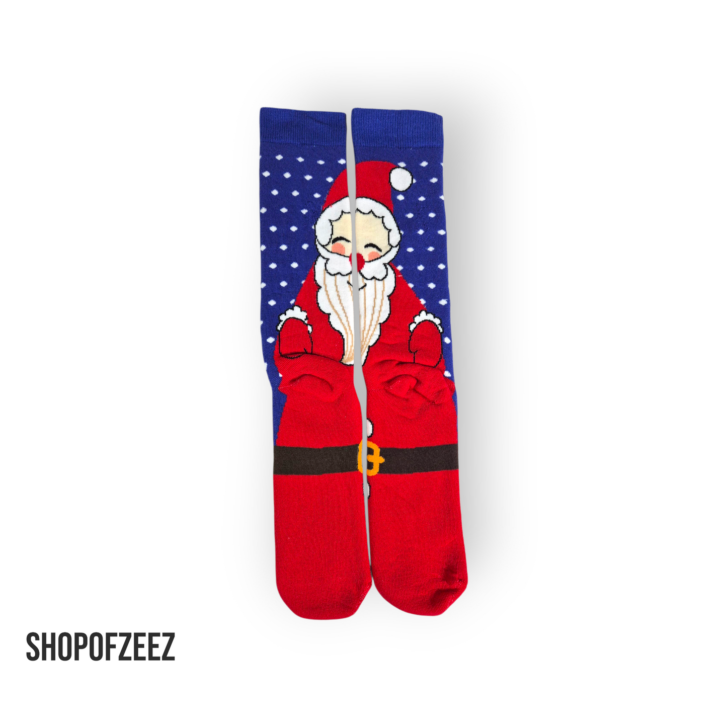 Weihnachtssocken mit Weihnachtsmann – Winter Schneeflocken Design