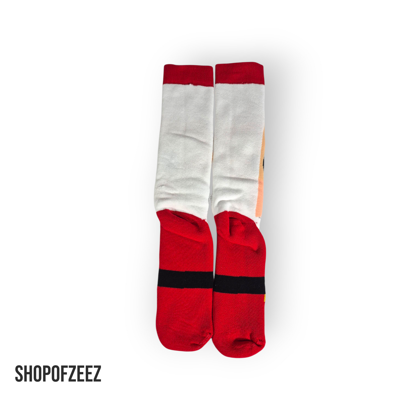 Weihnachtssocken mit Weihnachtsmann Gesicht – Flauschige 3D Augenbrauen