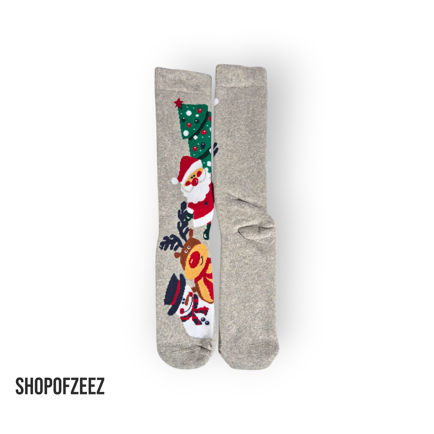 Bunte Weihnachtssocken – Weihnachtsbaum, Santa, Rentier & Schneemann