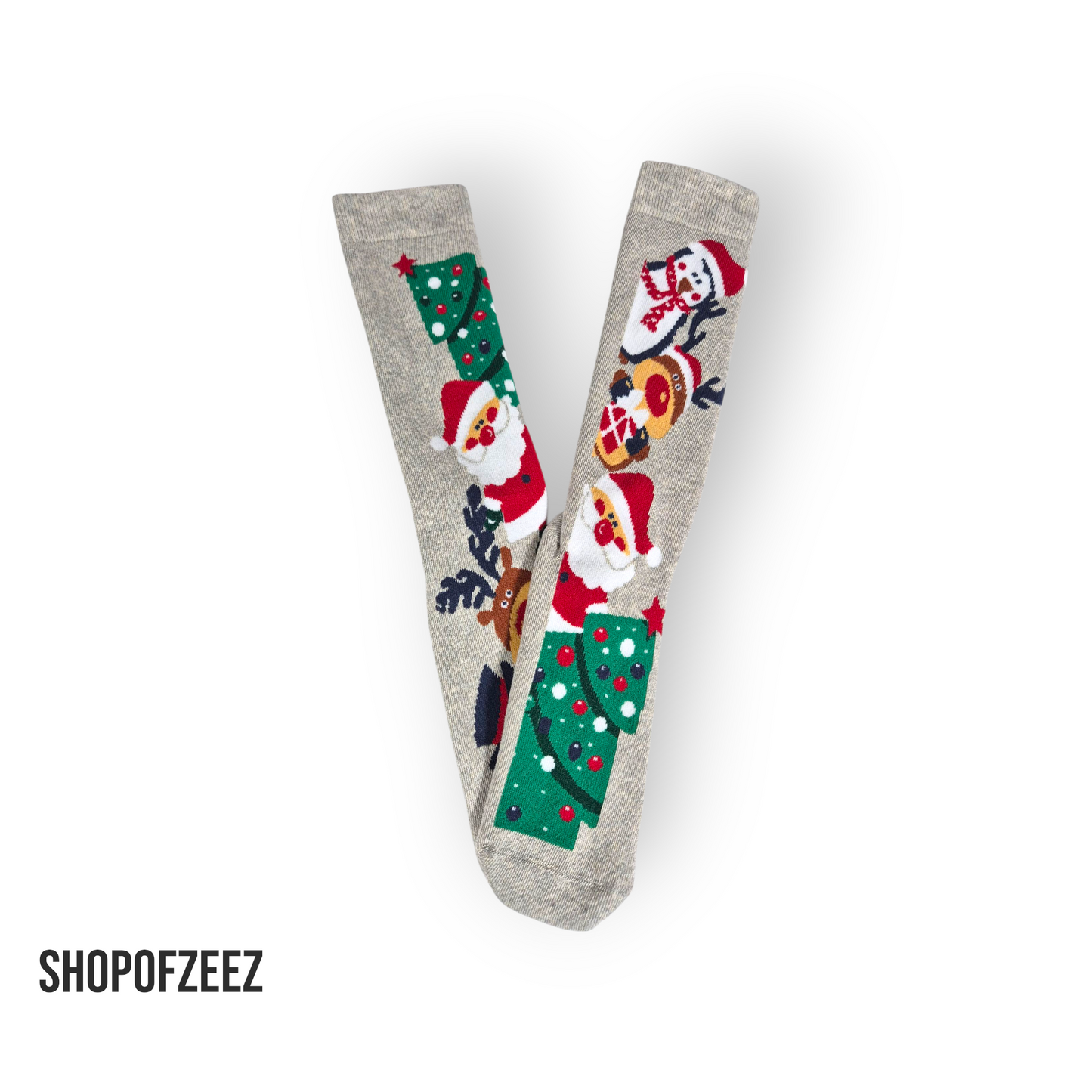 Bunte Weihnachtssocken – Weihnachtsbaum, Santa, Rentier & Schneemann