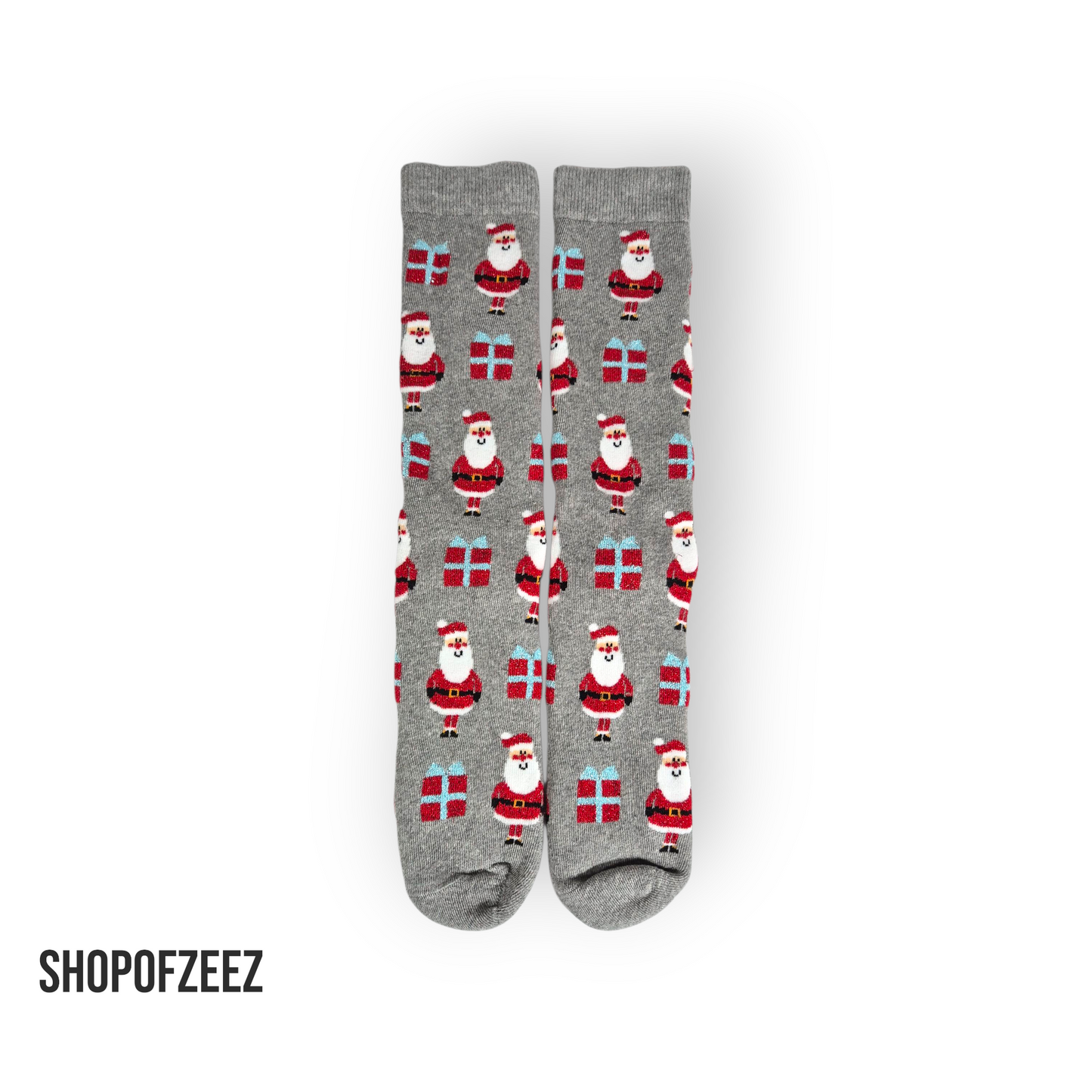 Weihnachtsmann mit Geschenk Frottee Weihnachtssocken