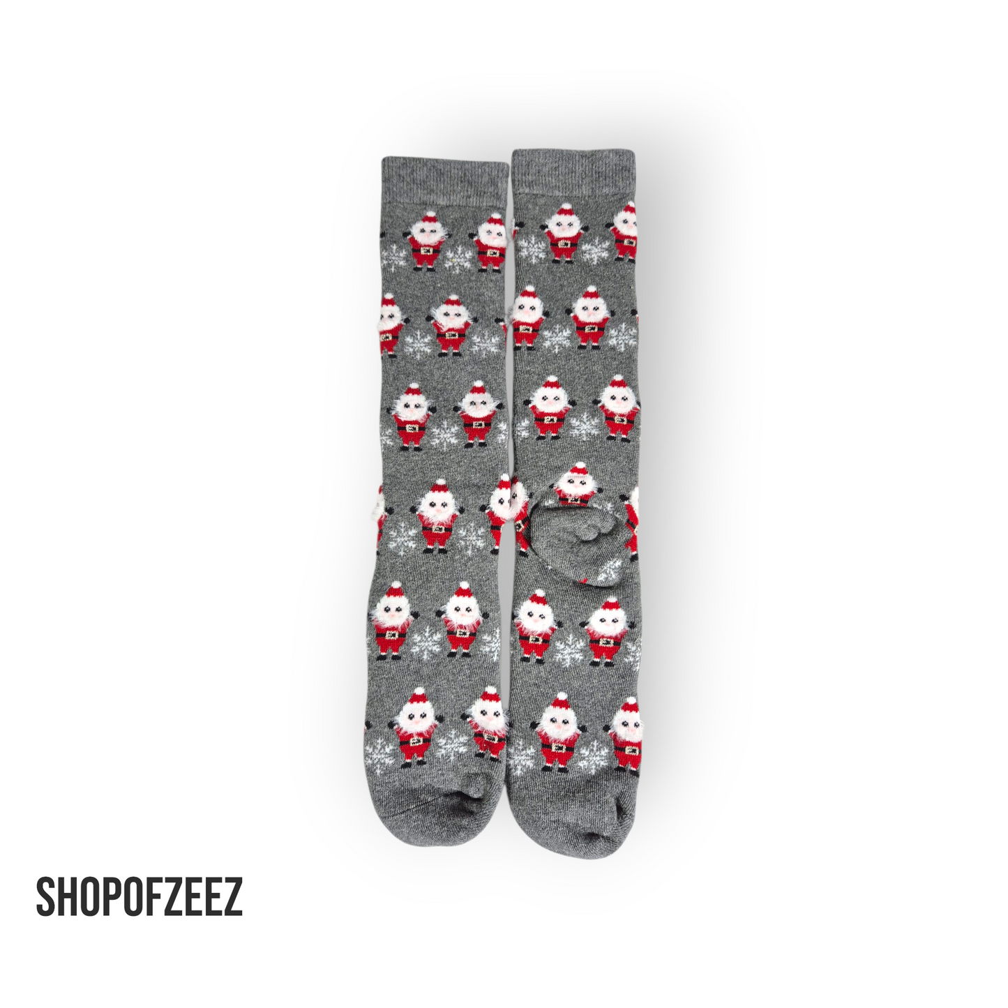 graue kleine Weihnachtsmann Frottee Weihnachtssocken