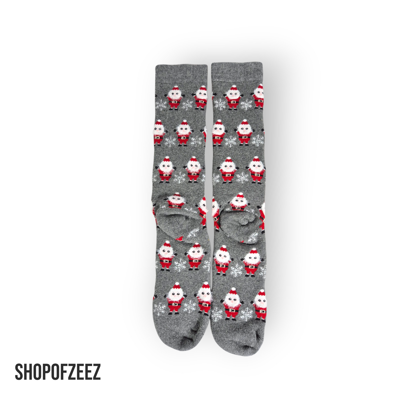 graue kleine Weihnachtsmann Frottee Weihnachtssocken