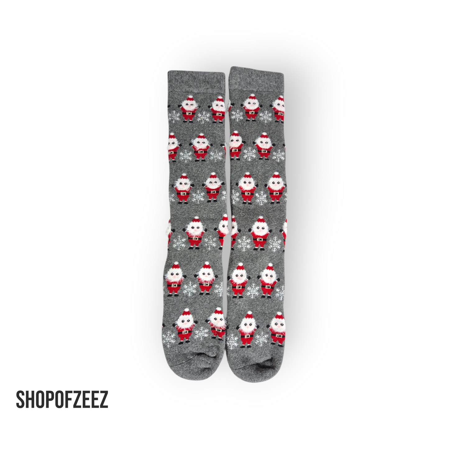 graue kleine Weihnachtsmann Frottee Weihnachtssocken