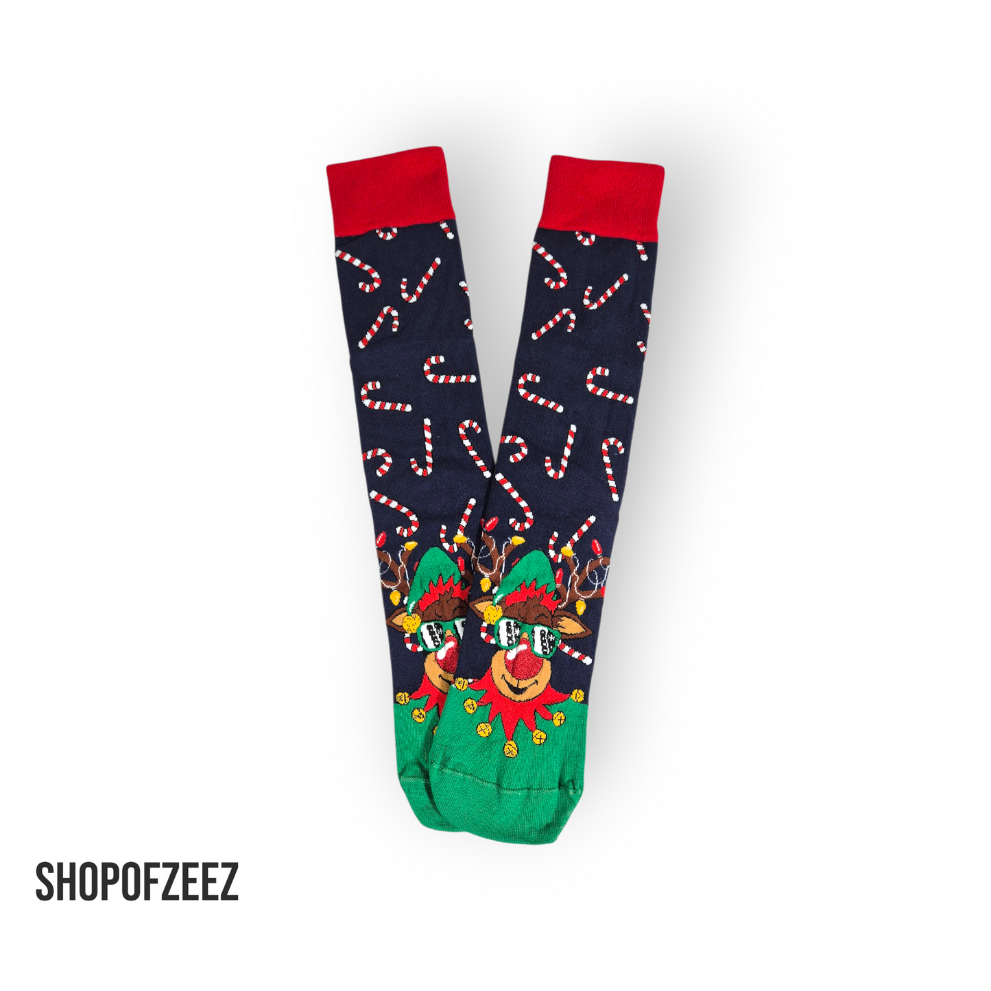 Zuckerstange mit Rentier Weihnachtssocken für Männer