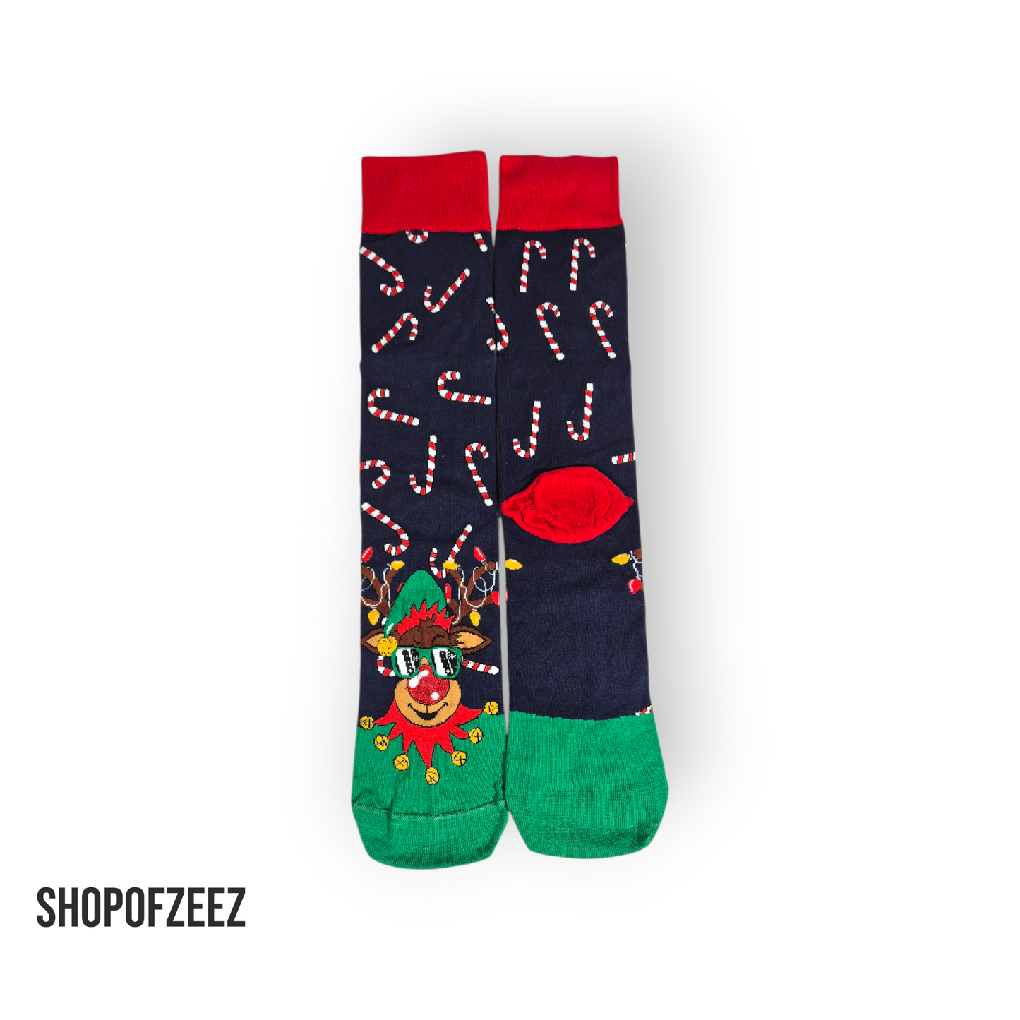 Zuckerstange mit Rentier Weihnachtssocken für Männer