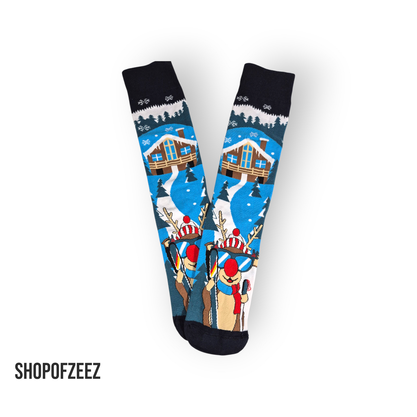 Skifahrender Eisbär Weihnachtssocken für Männer