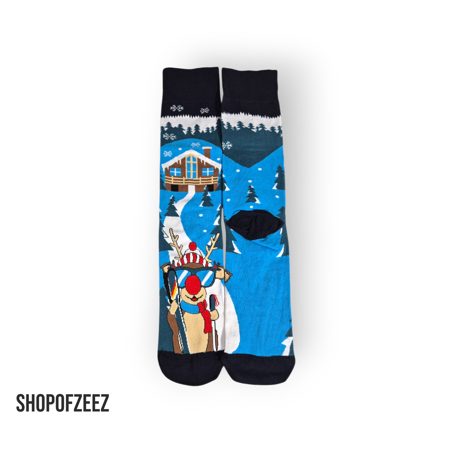 Skifahrender Eisbär Weihnachtssocken für Männer