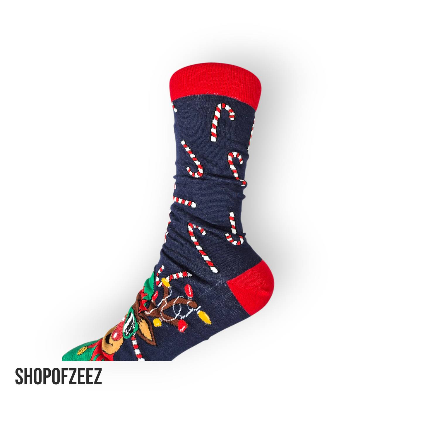 Zuckerstange mit Rentier Weihnachtssocken für Männer