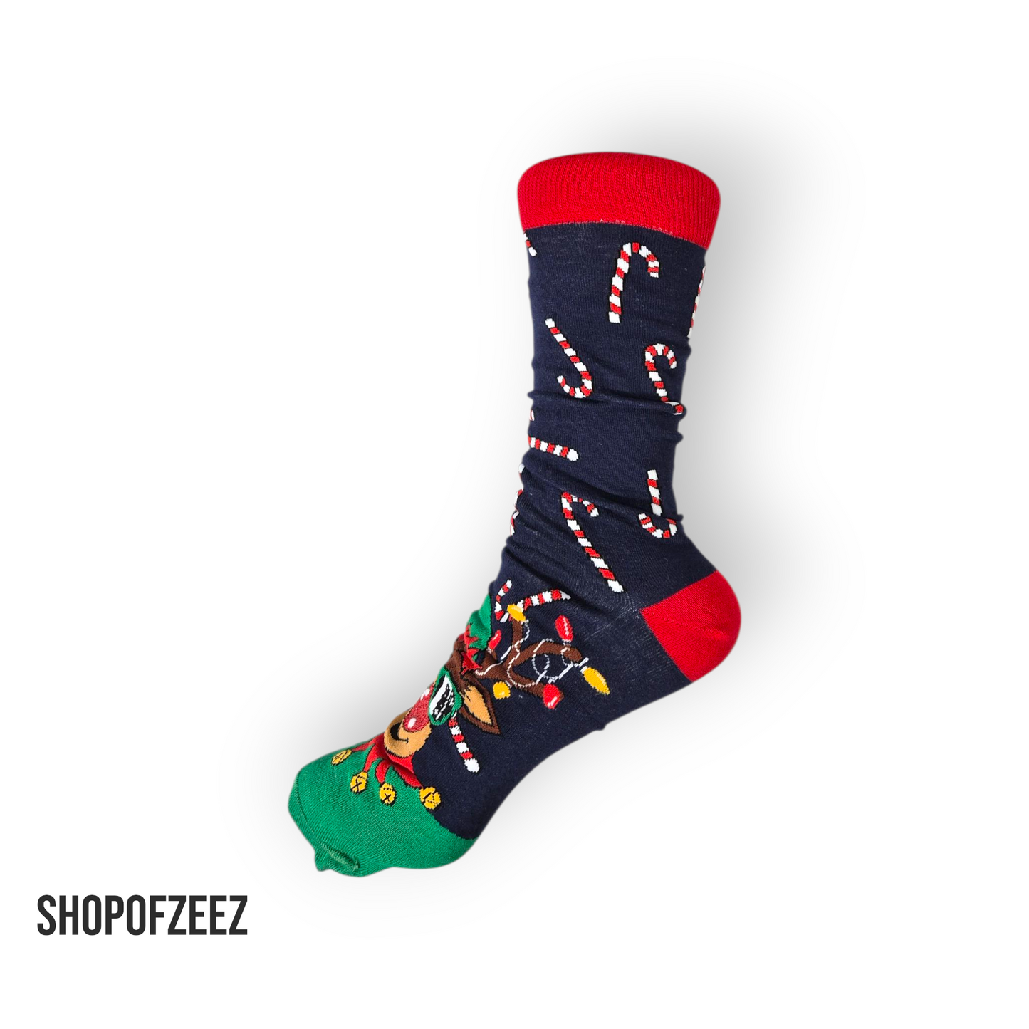 Zuckerstange mit Rentier Weihnachtssocken für Männer