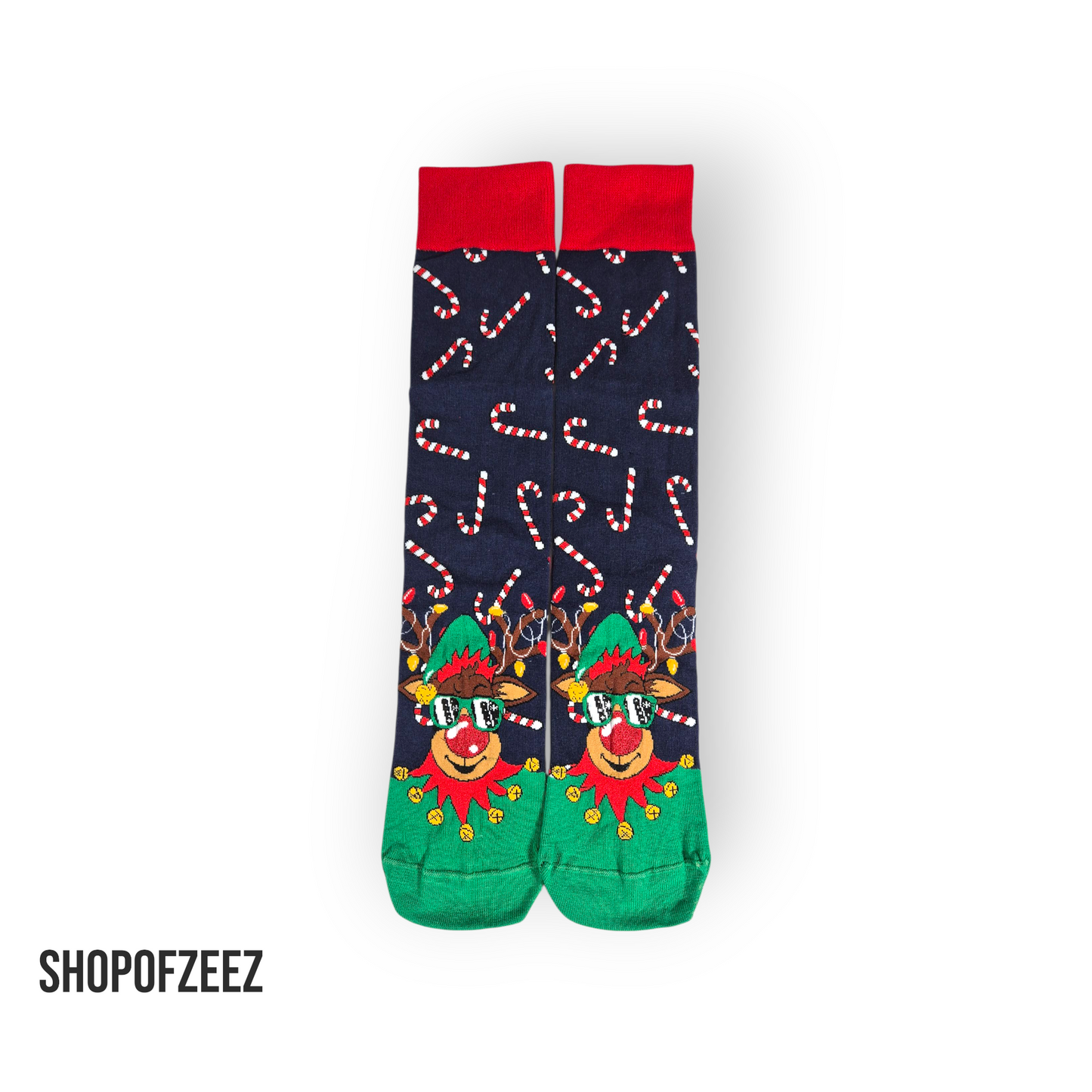 Zuckerstange mit Rentier Weihnachtssocken für Männer