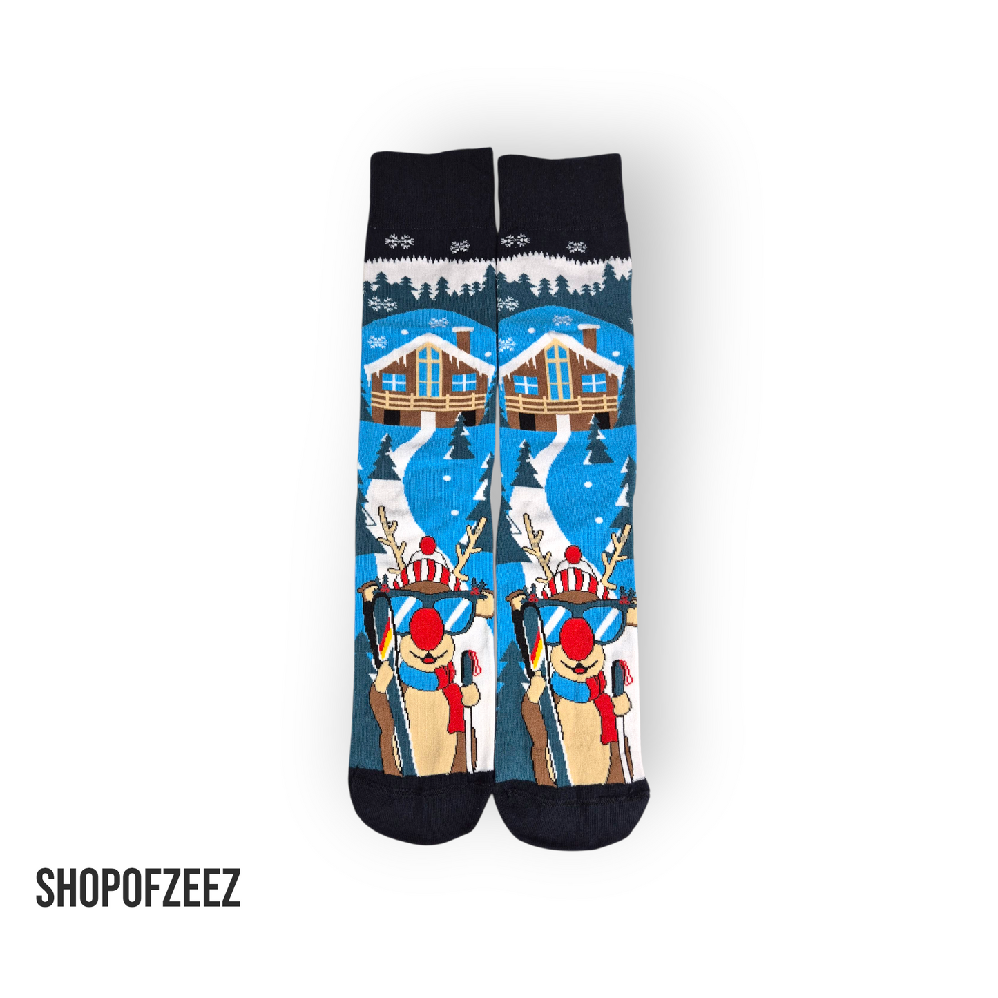 Skifahrender Eisbär Weihnachtssocken für Männer