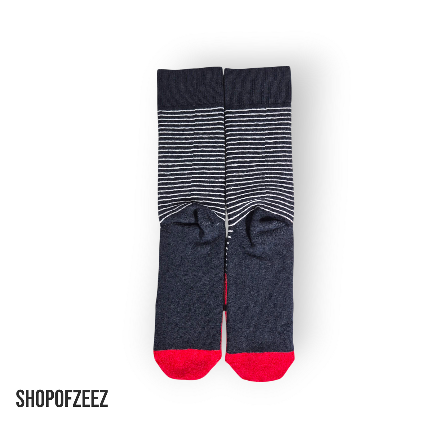 Classic Santa“ Weihnachtssocken – Streifen & Weihnachtsmann, Rot/Weiß