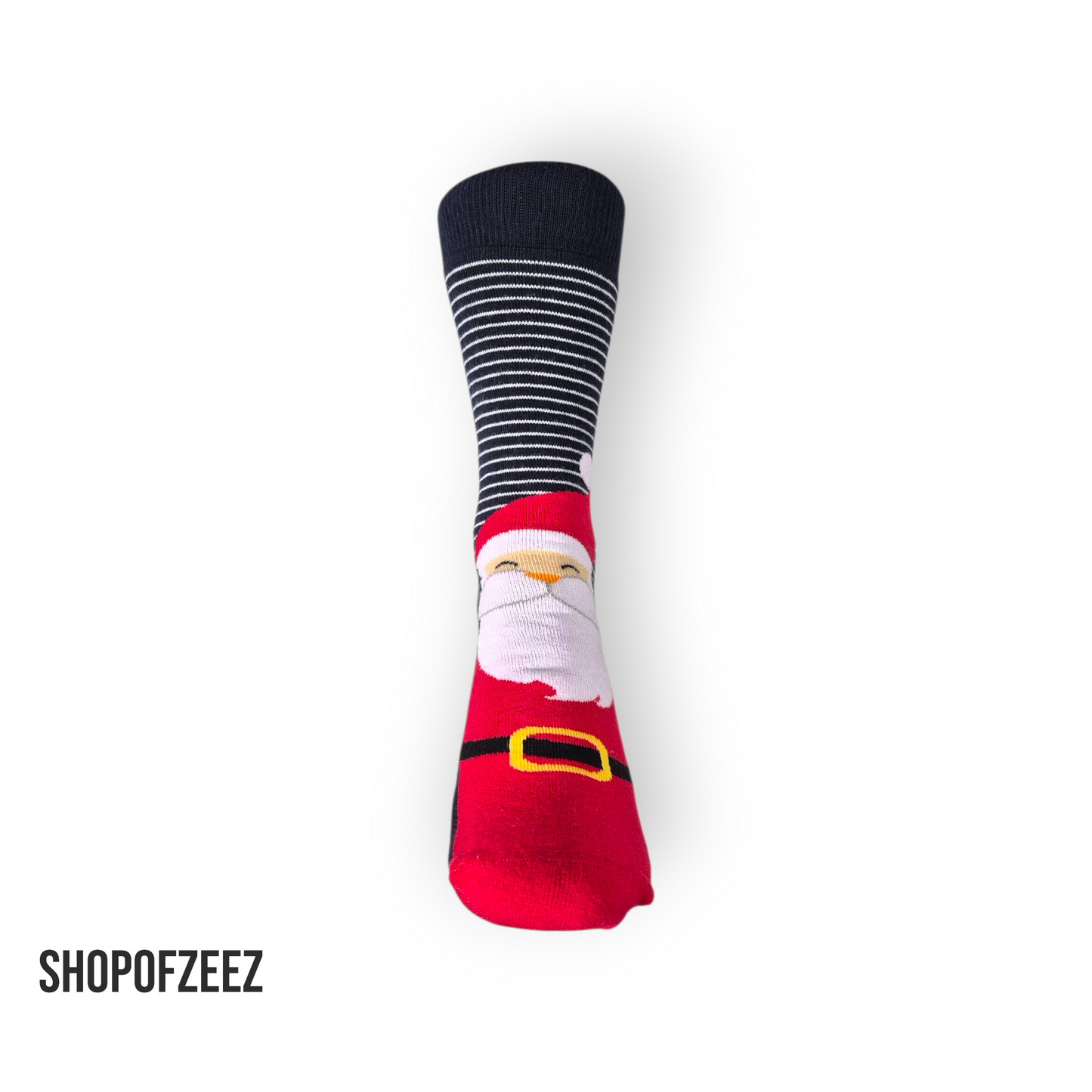 Classic Santa“ Weihnachtssocken – Streifen & Weihnachtsmann, Rot/Weiß