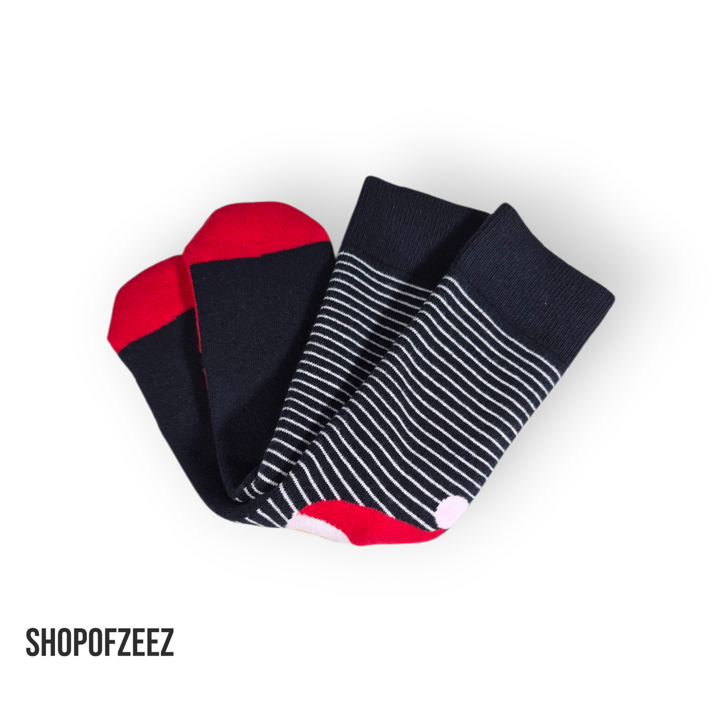 Classic Santa“ Weihnachtssocken – Streifen & Weihnachtsmann, Rot/Weiß