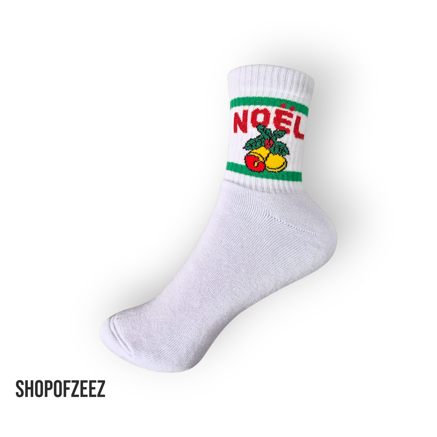 Weiße Noël Weihnachtssocken mit Glockenmotiv