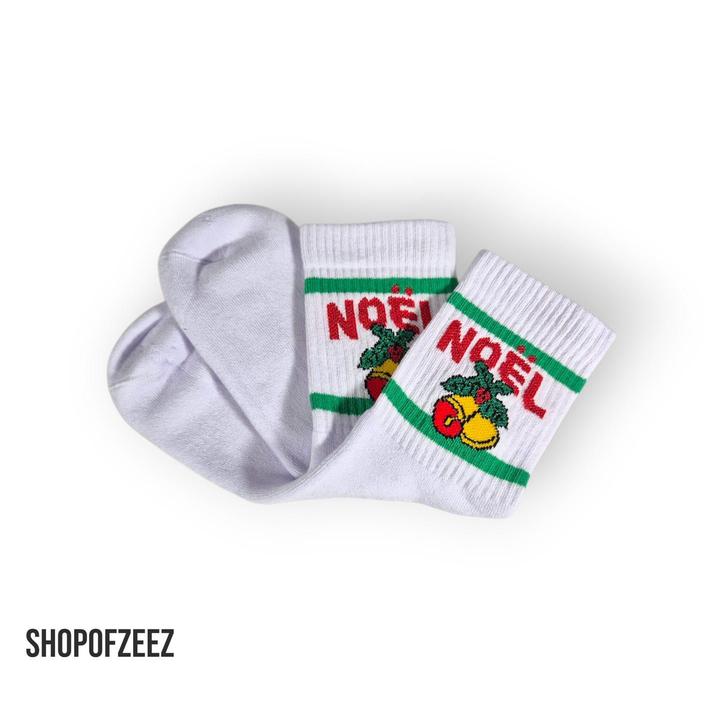 Noël Weihnachts-Socken – Weiß – Innen mit Frottee – Warm & Festlich