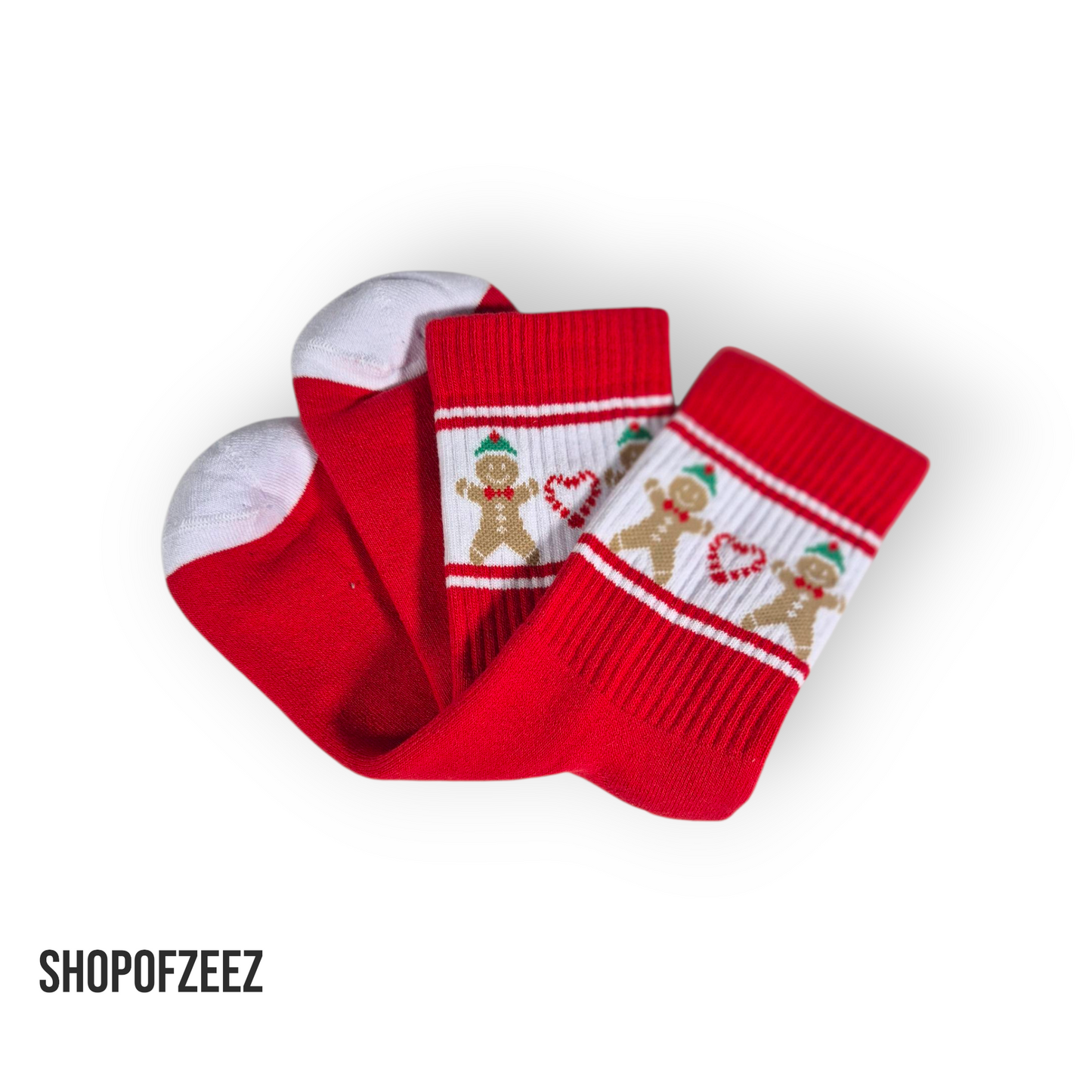 Weihnachts-Socken Lebkuchenmann – Rot – Innen mit Frottee – Warm & Süß