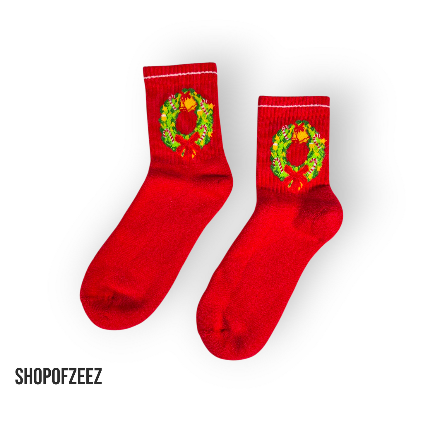 Weihnachts-Socken mit Kranz – Rot – Innen mit Frottee – Festlich & Warm